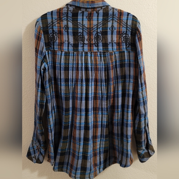 Free People Magical Plaid Button Down Shirt XS - Picture 5 of 12